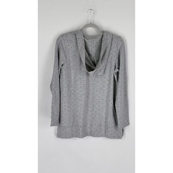 J Jill Seamed Polka Dot Hoodie Tunic Shirt Womens Size Small New Grey Black - Picture 13 of 15